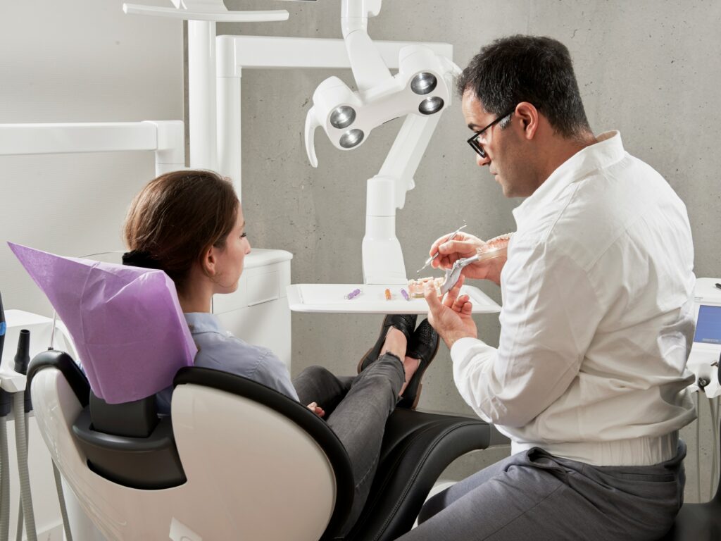 Close-up of restorative dental treatment being carried out at Lumino Dental in Langley, BC